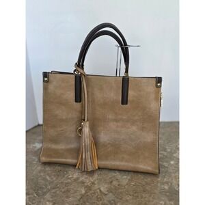 Madeline Love Structured Tote Bag Faux Leather Tassel‎ Decor Work School E